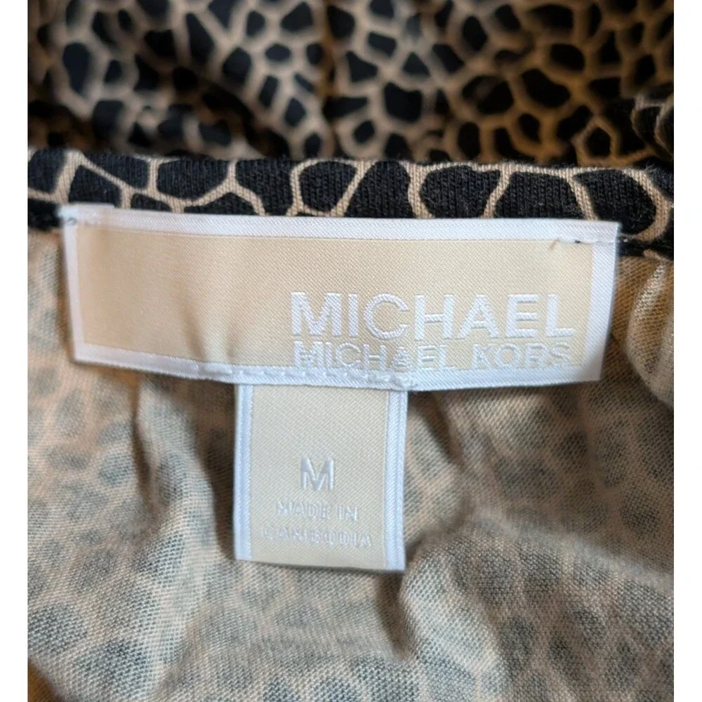 Michael Kors Size M Blouse Micro-Giraffe 3/4 Sleeve Bell Cuff Flowy Designer